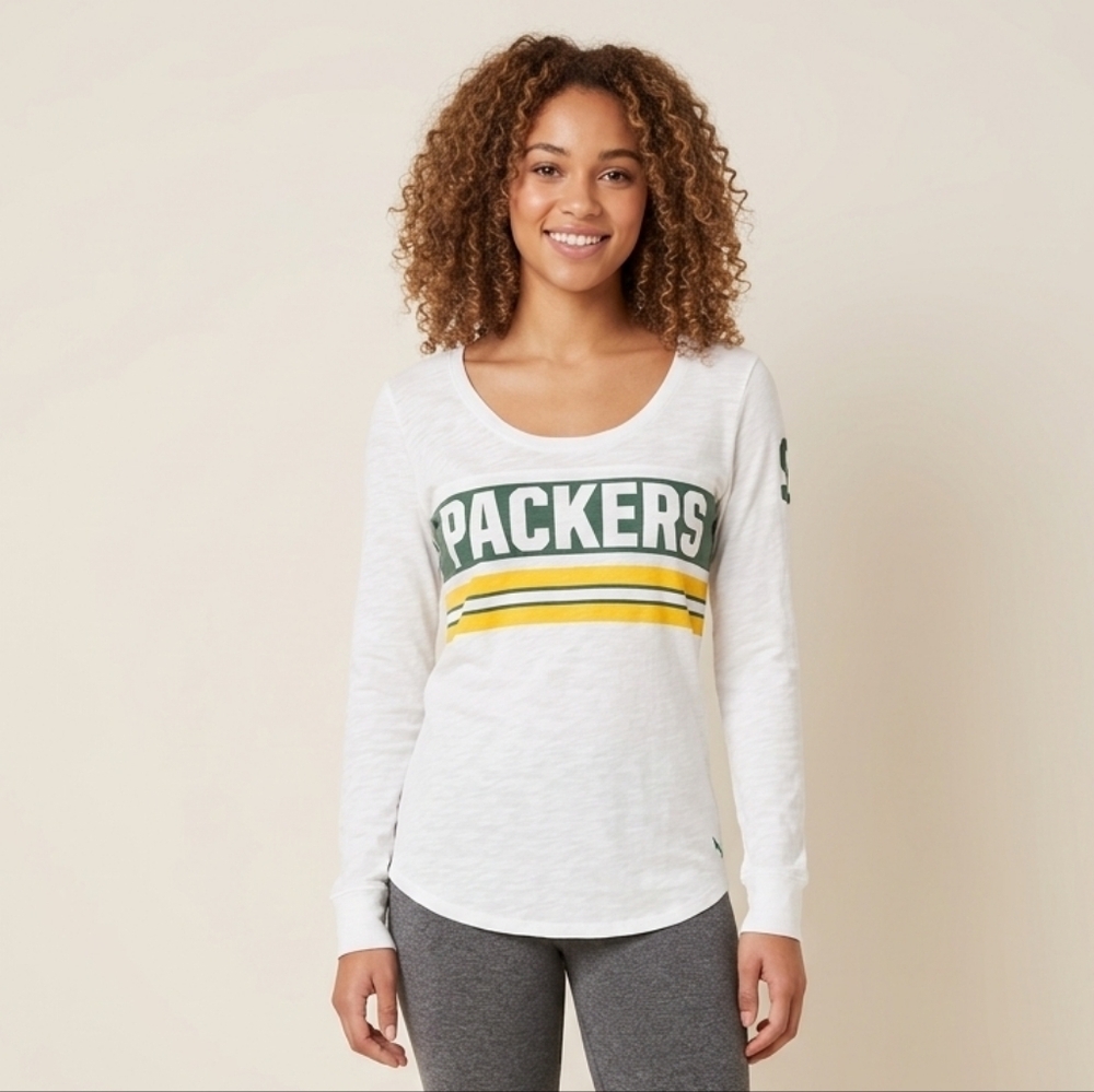 VS PINK GREEN BAY Packers Long Sleeve JERSEY Knit Shirt XS